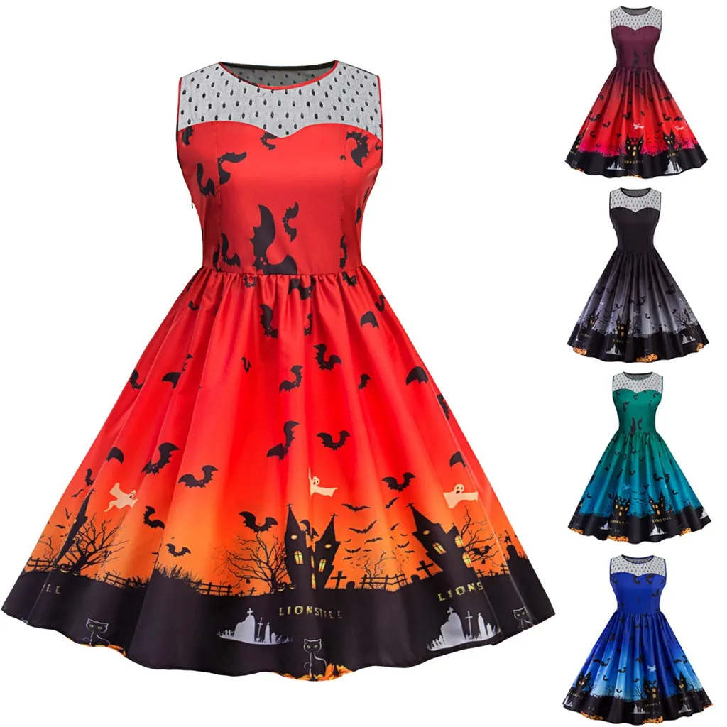 Женское винтажное платье на Хэллоуин в стиле 50-х годов | Женская одежда