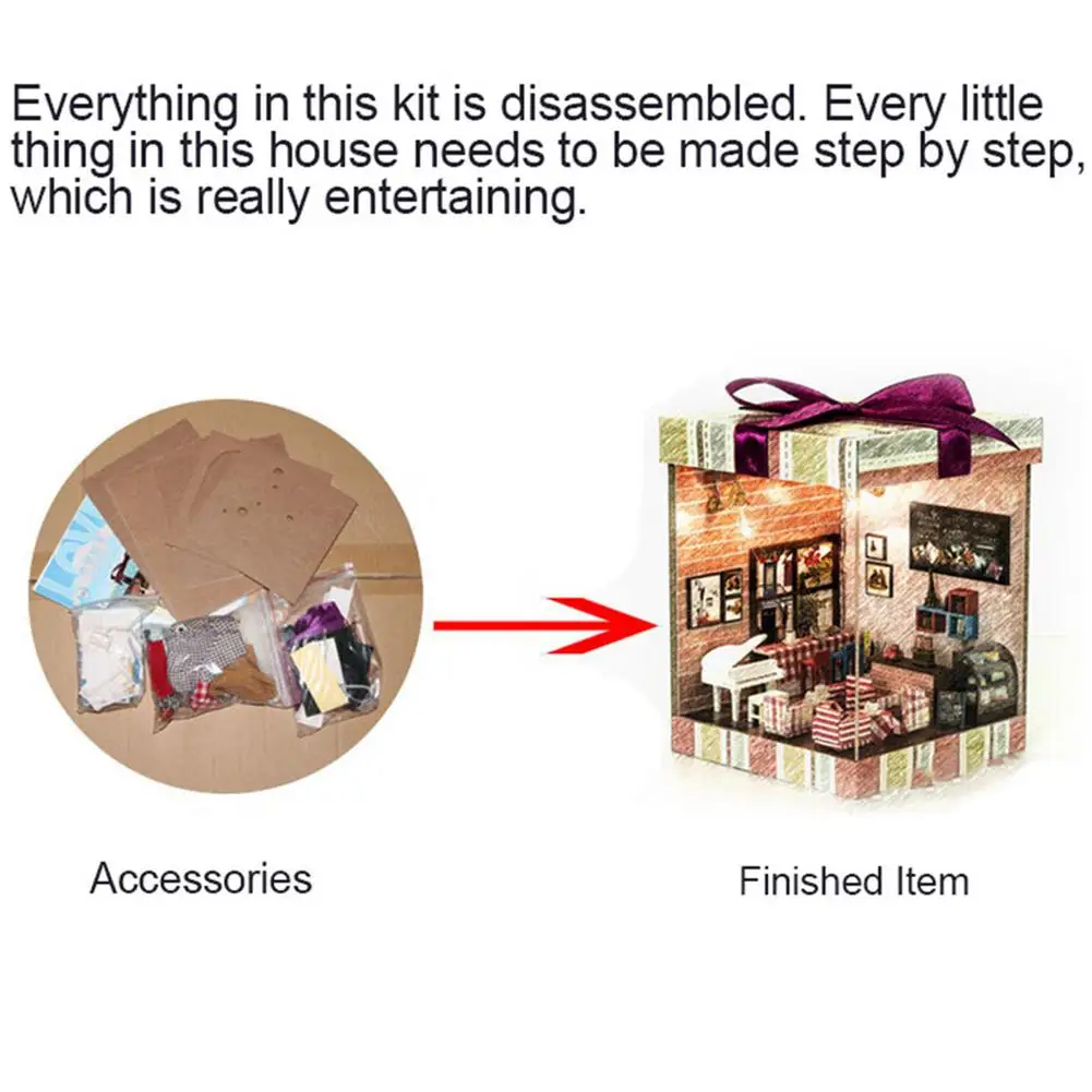 

DIY Dollhouse Kit 3D Wooden Puzzle Garden House with Dust Proof and LED 1:24 Scale Creative Room Idea trusted