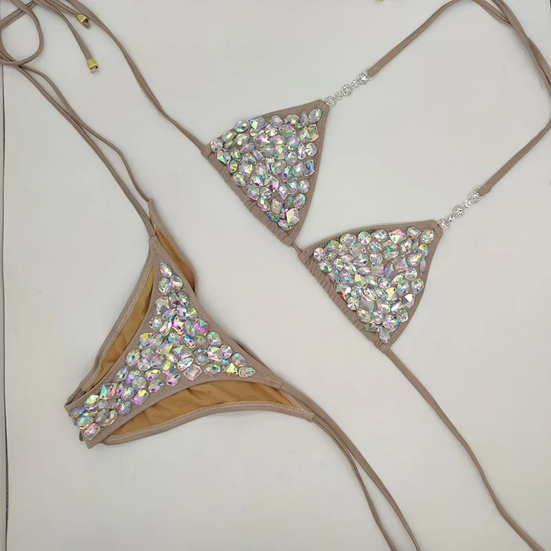 

2020 vacation diamond bikini set bandage swimwear sexy women bathing suit push up beachwear biquini