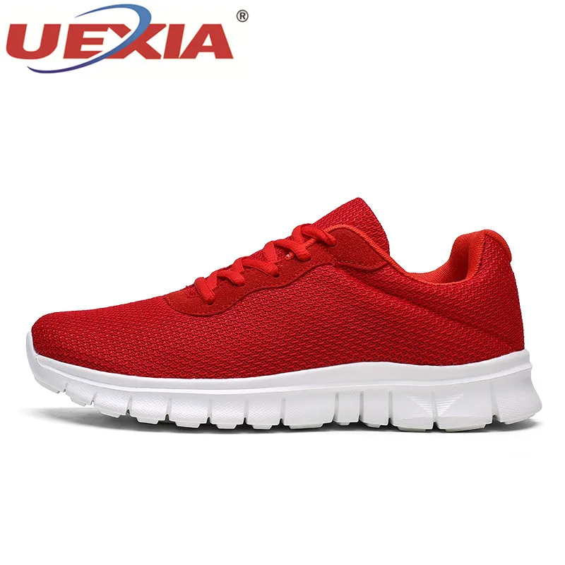 red 0560 UEXIA/кроссовки; Повседневная обувь; Мужская прогулочная Обувь На Шнуровке; сезон весна-осень; модная дышащая удобная мужская обувь; zapatos hombre - Цвет: red 0560