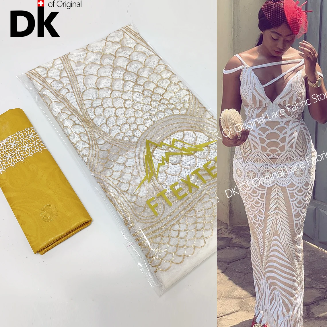 

2.5+2.5 Yards Sparkling African French Basin Riche With Tulle Fabric Unique Nigeria Dubai Celebration Wear Sewing Clothes