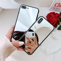 mirror phone case for iphone 12 11 pro max 8 7 plus 6s black edge protective case for iphone xs max xr luxury back cover case