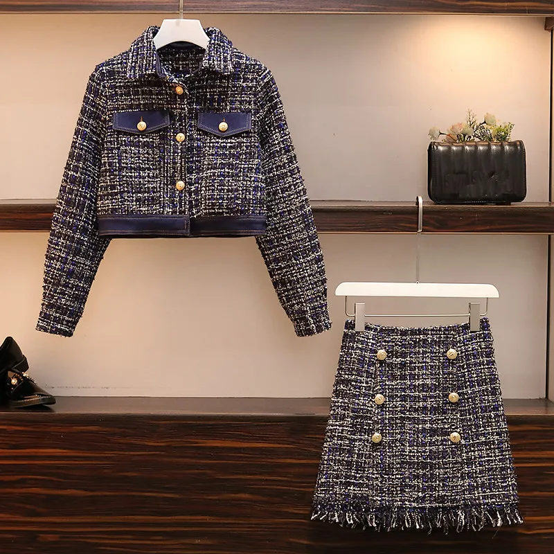 HAMALIEL/женский твидовый комплект из 2 предметов осенне-зимняя джинсовая куртка в