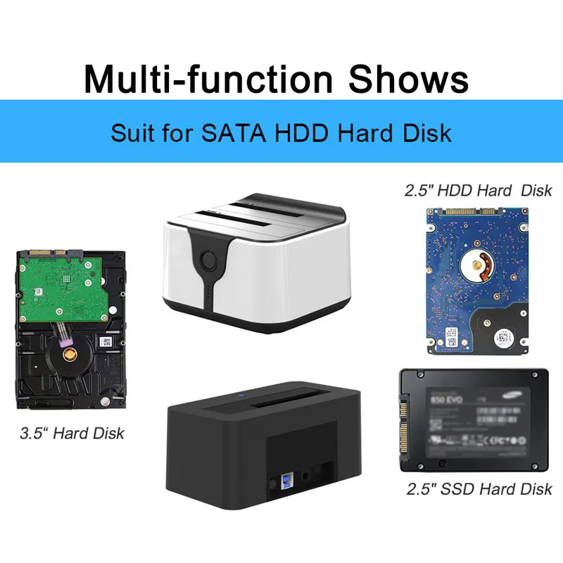 2 Bay SATA USB 3 0 SSD HDD чехол Usb жесткий диск Корпус для внешнего жесткого диска док