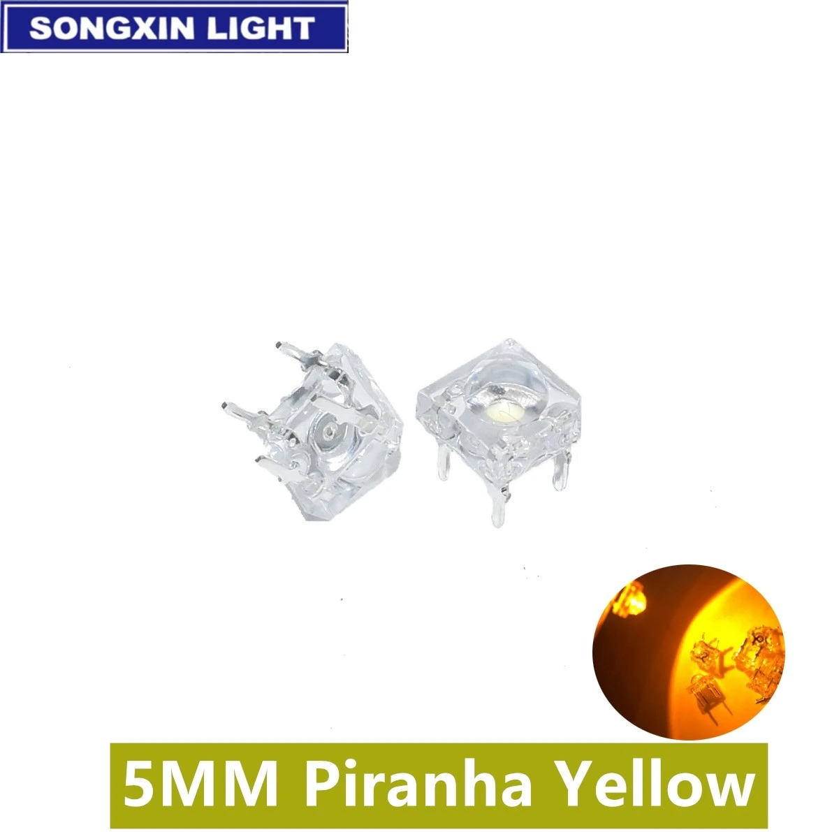 20pcs 5mm Water Clear LED Piranha Yellow Ultra Bright 5 mm Round Lens Light Emitting Diode Lamp Through Hole | Электронные