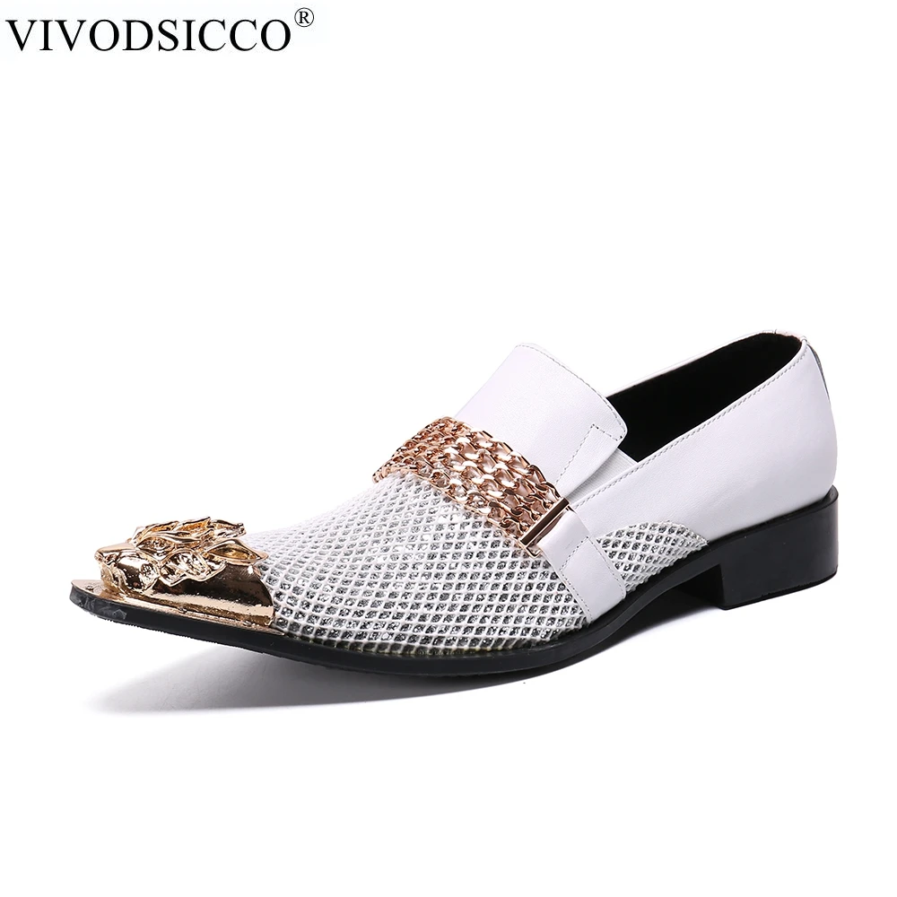 

Luxury Italian Men Business Shoes Pointed Toe Formal Dress Shoes Metal Charm Comfort Genuine Leather Party Men Shoes