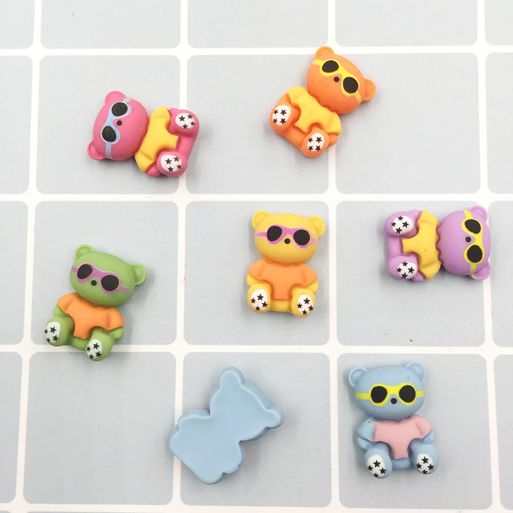 Миниатюрный кавайный стеклянный медведь с плоским основанием кабошон сделай сам