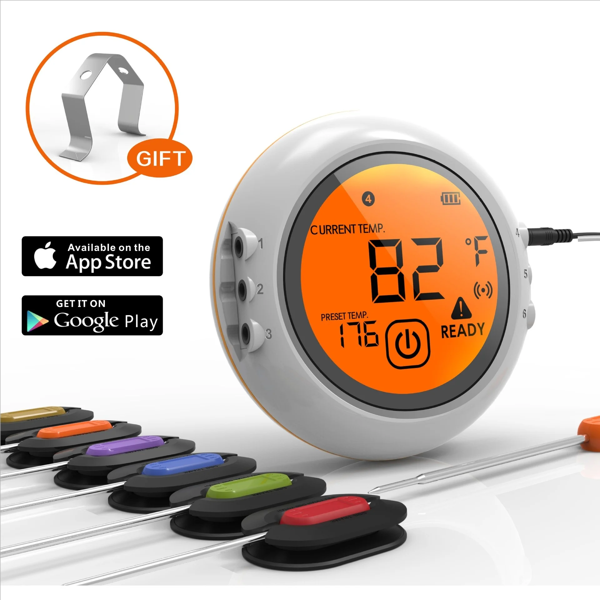 

2021 New Smart BBQ Thermometer Wireless Bluetooth Food Kitchen Oven Thermometer Food 6pcs Probe Baking Thermometer Kitchen Tools