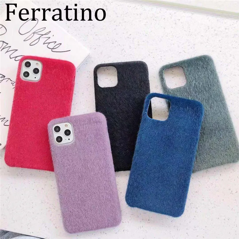 Мягкий однотонный плюшевый чехол для телефона iPhone 11 Pro Max 8 7 Plus из ТПУ XR XS X теплый
