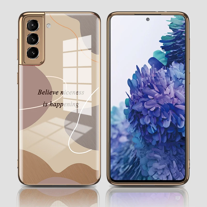 GKK Tempered Glass Case For Samsung Galaxy S21 Plus Ultra Luxury Plating Soft Edge Hard Cover For Samsung S21 Plus Ultra 5G Case