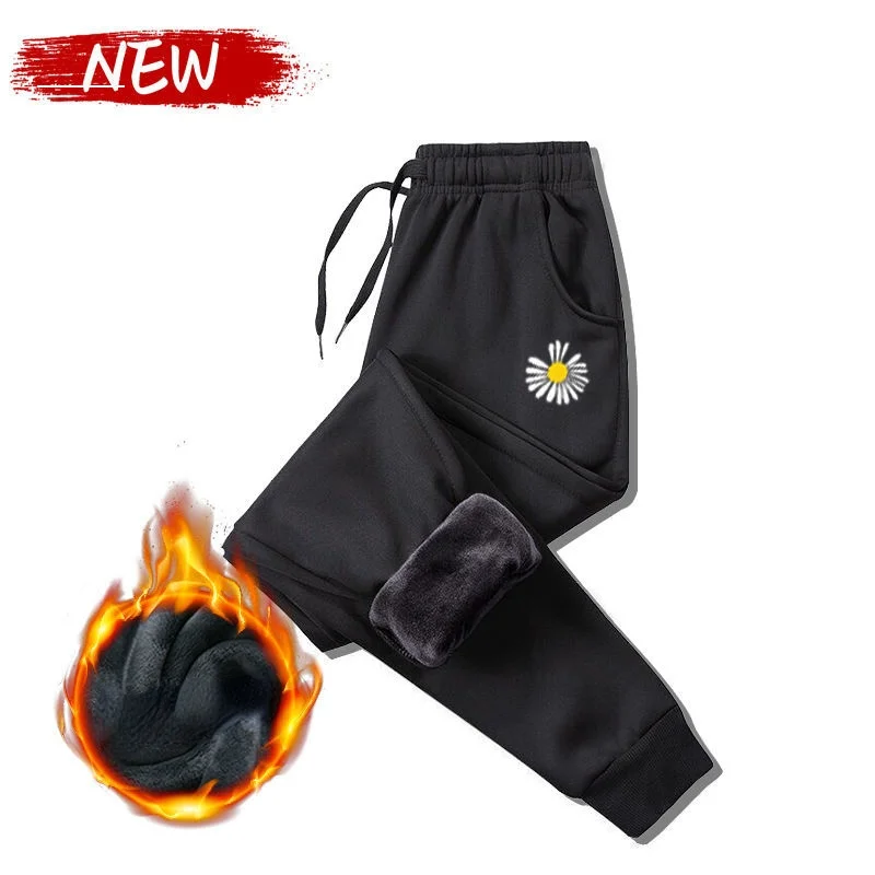 

Warm Pants for Women Drawstring Sweatpants Autumn Winter Thicken Embroidery Korean Streetwear Women Pants Loose Full Length