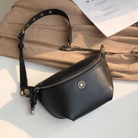 genuine leather chain belt waist bag female mobile phone bag women chic casual fashion fanny pack crossbody shoulder pouch purse