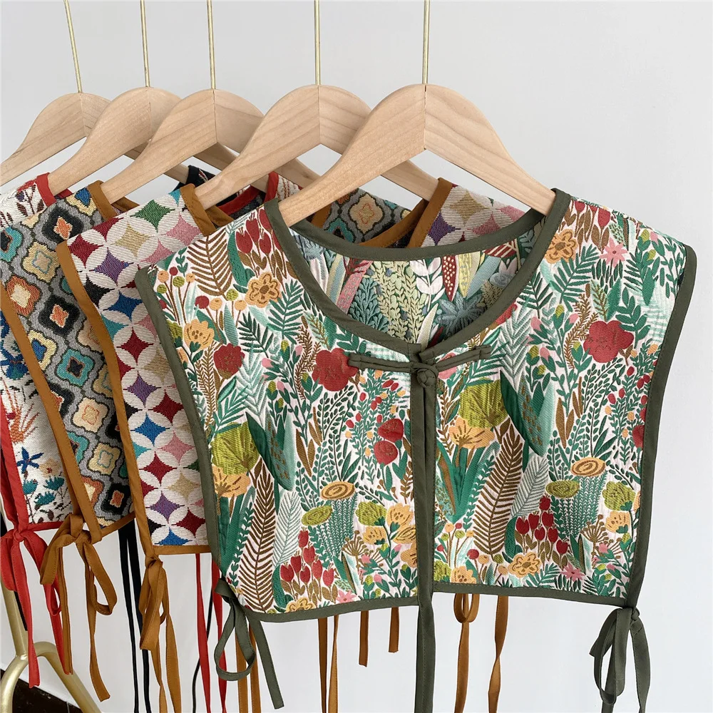 

Embroidered Shoulder Scarf Shawl Fake Collar Waistcoat Decoration Matching Cervical Knotted Scarf for Women