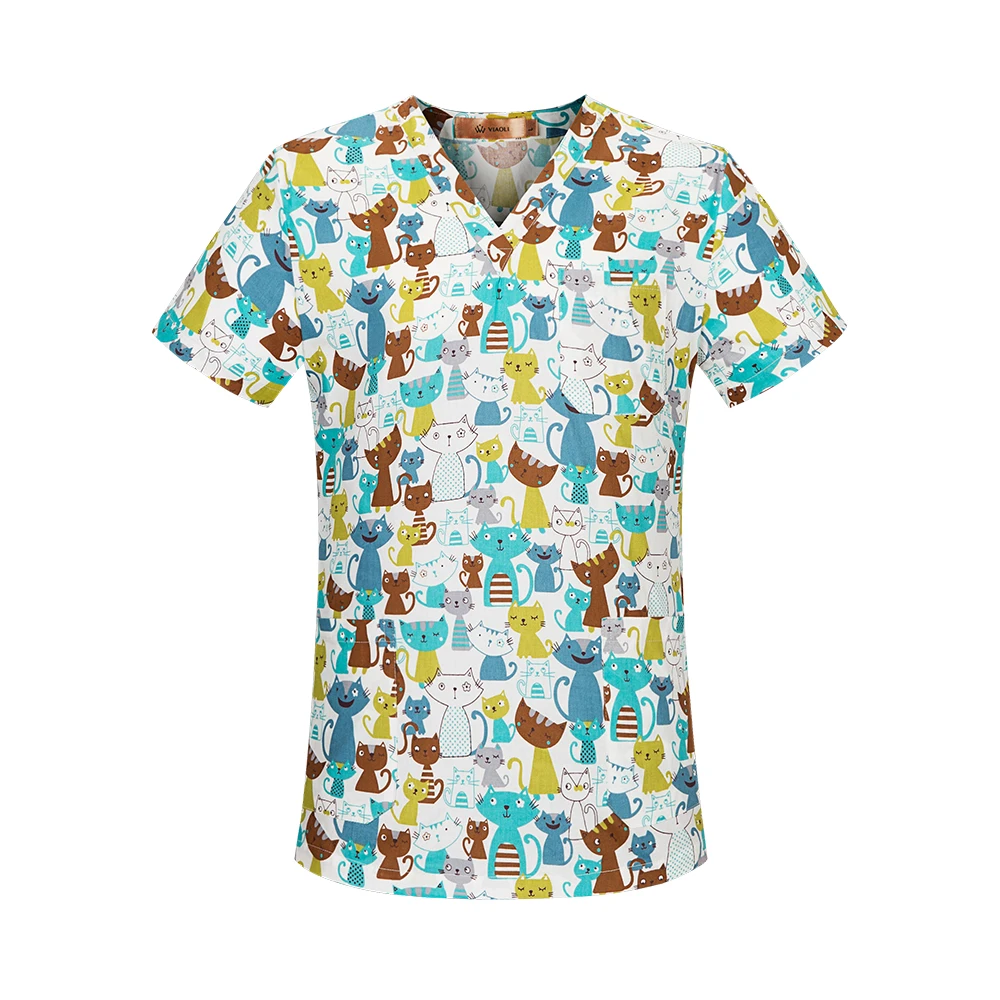 Рубашка с V-образным вырезом для униформа салонов красоты домашних животных