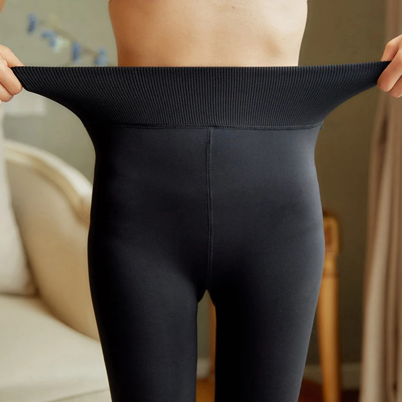 Осенние толстые тянущиеся флисовые штаны женские теплые зимние леггинсы