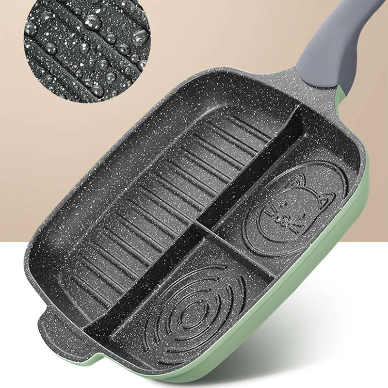 AAAK-Сковорода 3-секционная сковорода для приготовления еды стейка разделенная