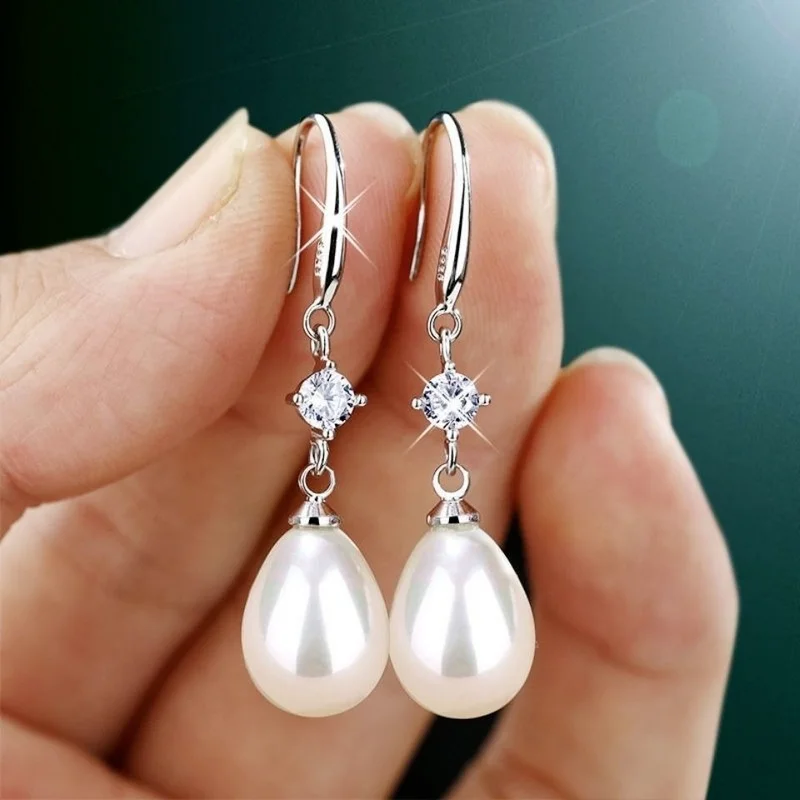 

Fashion Korean Water Drop Pearl Earrings Women's Net Red Ear Hook Temperament Versatile Earrings 2021 Latest Earrings
