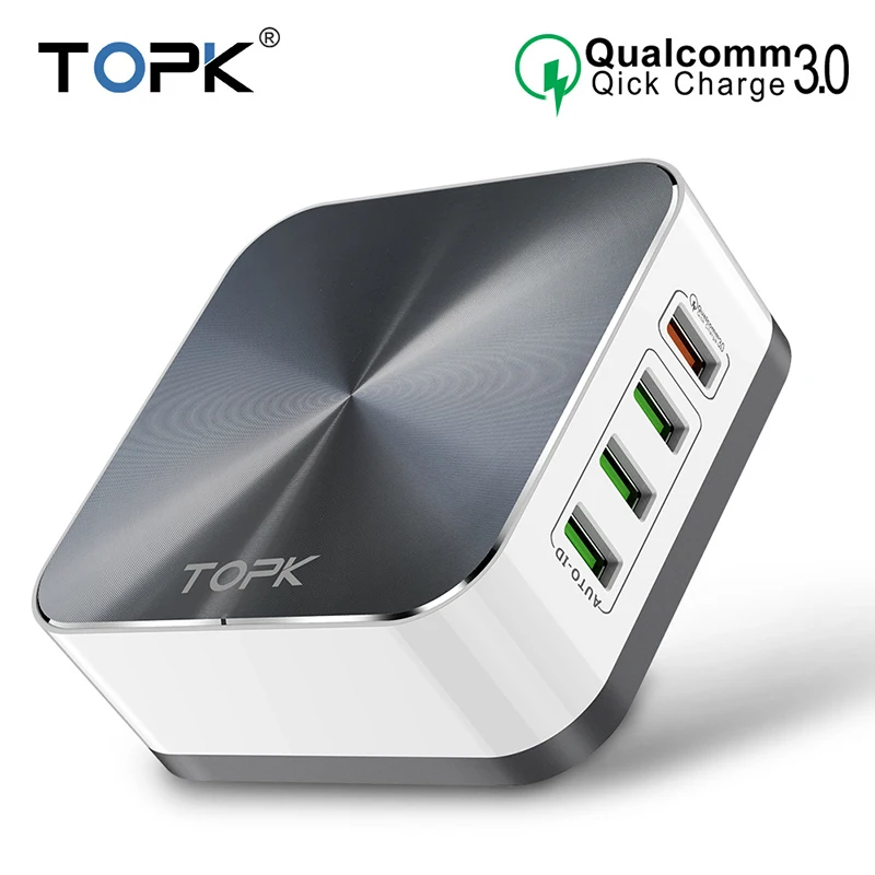 TOPK 50 Вт Quick Charge 3 0 USB зарядное устройство 8 портов Мобильный телефон настольное