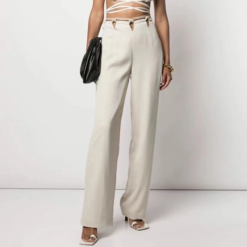 Женские брюки с широкими штанинами и высокой талией черные свободные в стиле High