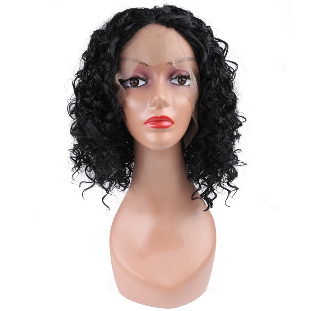

Wigs for Women 14inch Short Curly Hair Products Natural Black/Brown Bod Wig Cosplay Wavy Glueless African Synthetic Lace Wig
