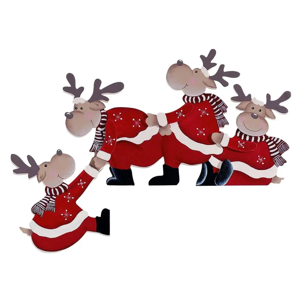 

Santa Claus Christmas Elk Wooden Decoration Door Frame Funny Christmas Decoration Ornament New Year Wood Trim Xmas Door Decor
