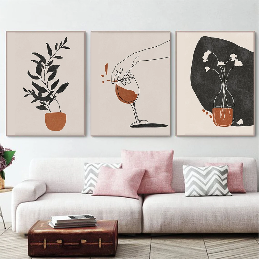 Абстрактная картина в стиле бохо современное изображение на холсте среднего