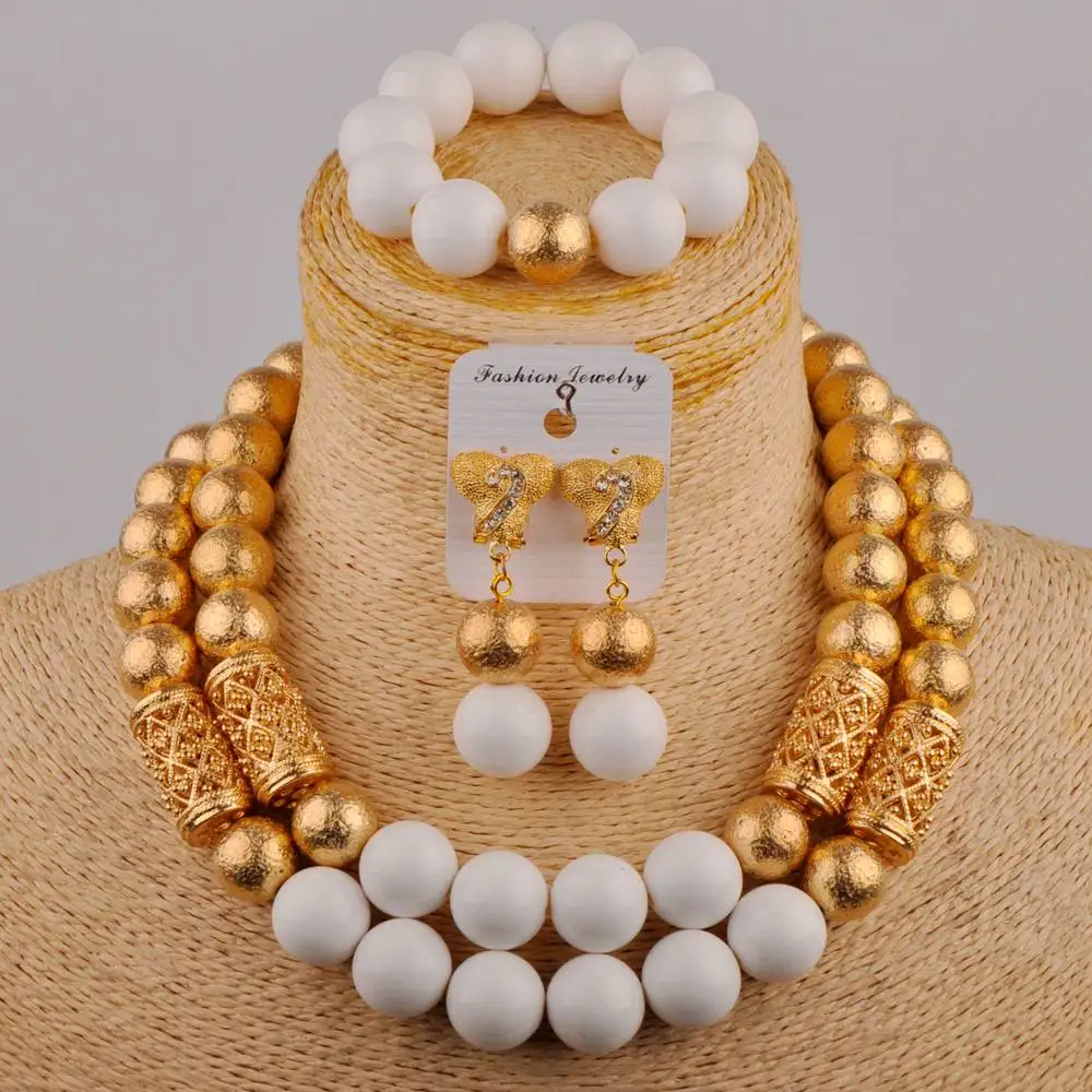 

Белый Африканский комплект ювелирных изделий колье ожерелье нигерийские бусы Ювелирные наборы