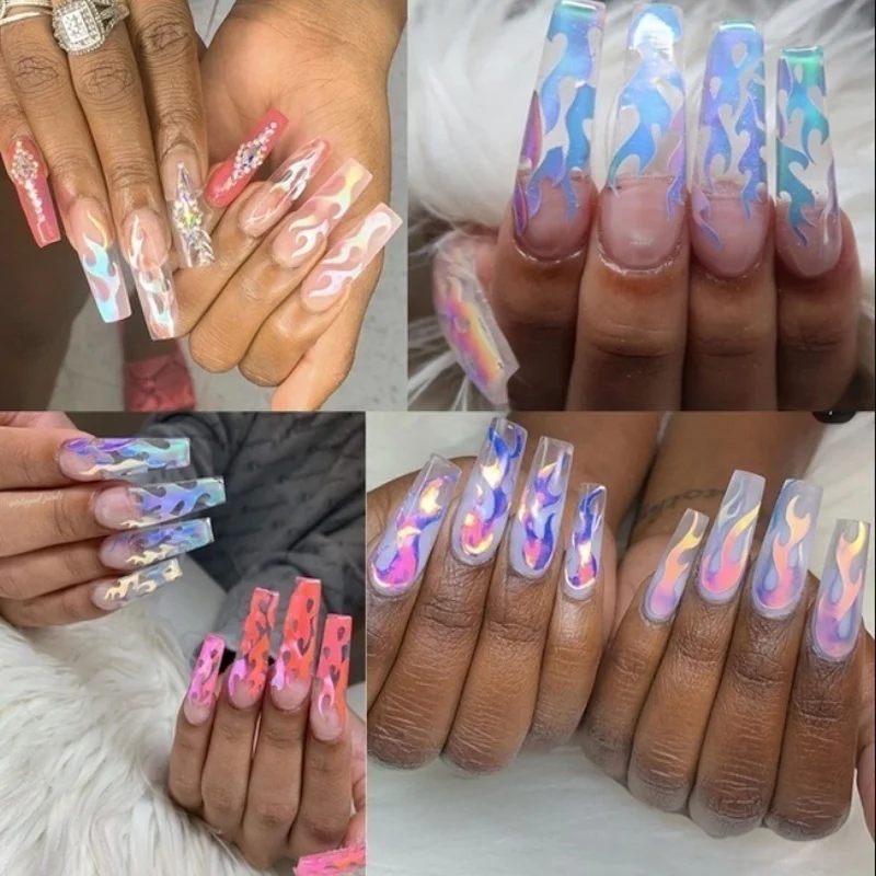 Modelones 6 шт./лот голографический лазер Серебряный дизайн ногтей стикер украшения