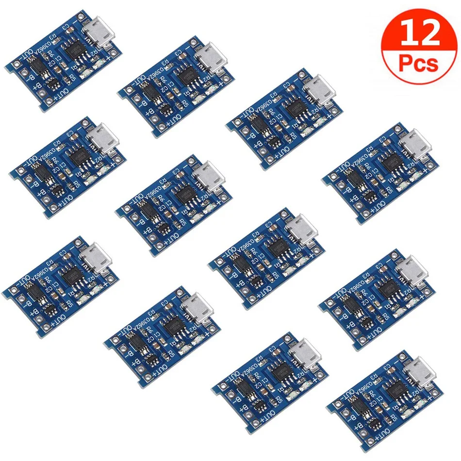 Зарядный Модуль TP4056 5 В Micro USB 1A 18650 12 шт. | Электронные компоненты и принадлежности