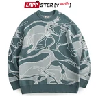 LAPPSTER-Молодежные Мужские красные строгие свитера 2021 мужские корейские дизайнерские пуловеры мужские модные большие свитера в стиле Харадзюку