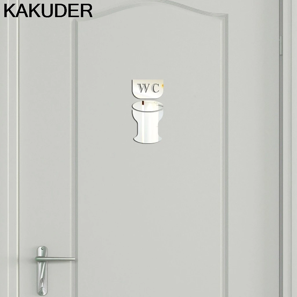 Kakuder стена, наклейка, креативная, сделай сам, модная, индивидуальная, 3D Зеркальная Наклейка на стену, s WC письмо, туалет, ванная комната, наклейки, s номер, искусство