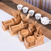 chinese style tea ceremony six gentleman tea set tea table solid wood bamboo utensils tea combination accessories