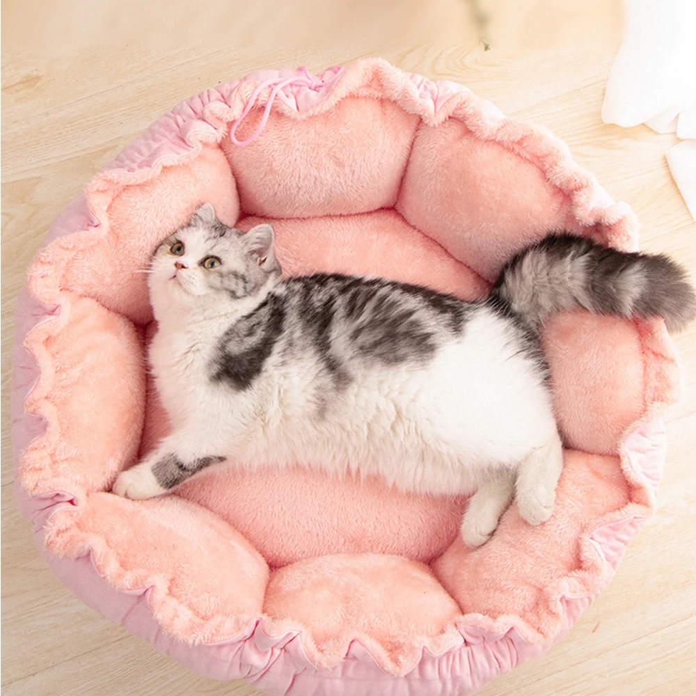

Супермягкий короткий плюшевый теплый коврик для кошки, симпатичная легкая корзина для домашних животных, кровать для сна, круглый пушистый ...