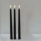 3 шт., черные светодиодные свечи с мерцающим пламенем, беспламенные декоративные церковные свечи без батарейки для Хэллоуина