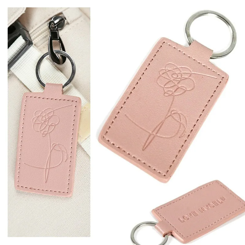 Кожаный рюкзак для ключей брелок с орнаментом Rose Love Me Lucky Fashion простой аниме