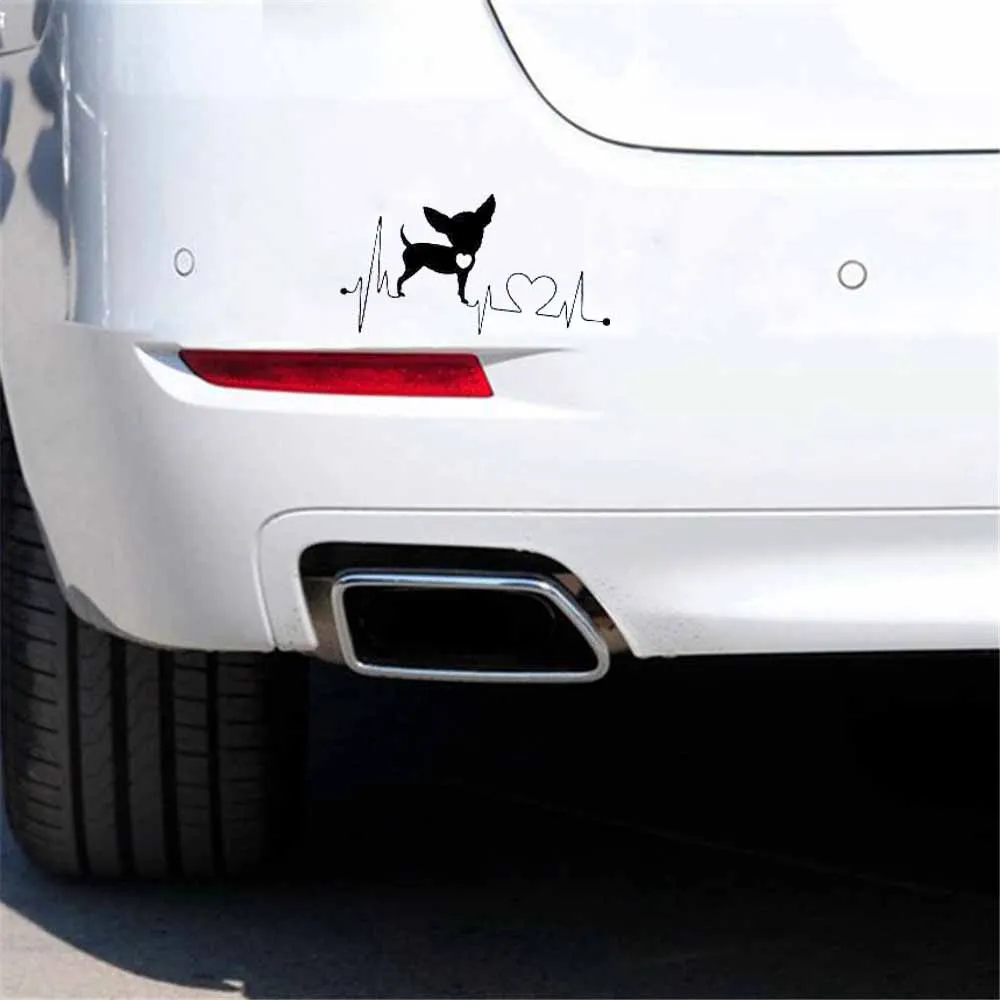 YOSLIFE Чихуахуа собака сердцебиение виниловая наклейка Милая Водонепроницаемая Наклейка на окно автомобиля украшение для стайлинга автомобиля OV07