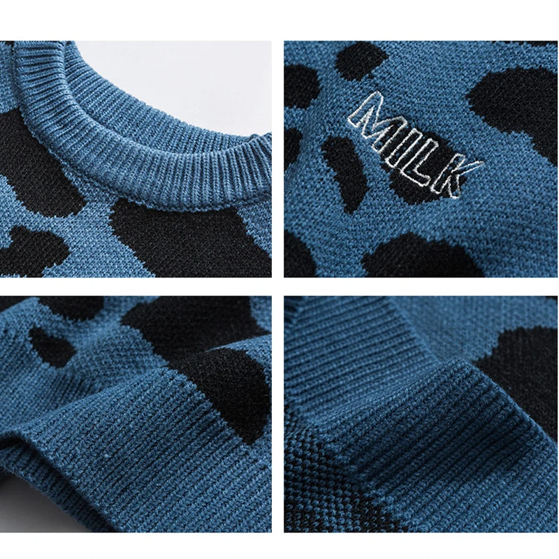 Мужской Рождественский свитер DG459 Свободный пуловер в стиле Харадзюку с круглым