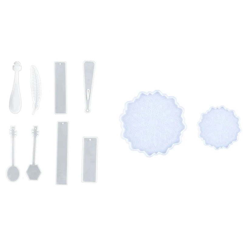 

1 Set DIY Bookmark Rectangle Resin Casting Mold & 1 Set Round Flower Resin Coaster Mold