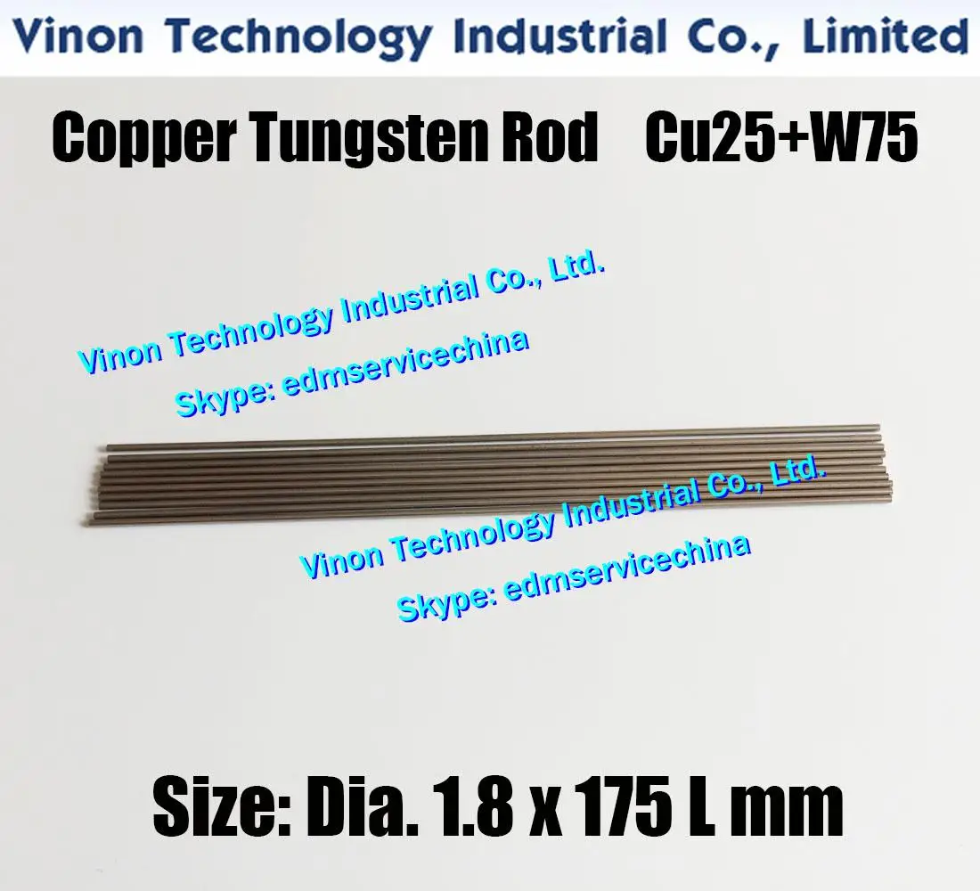 (5 шт. в упаковке) Dia.1.8x175mm медный вольфрамовый стержень CuW75 (медь 25% + Вольфрам 75%) edm