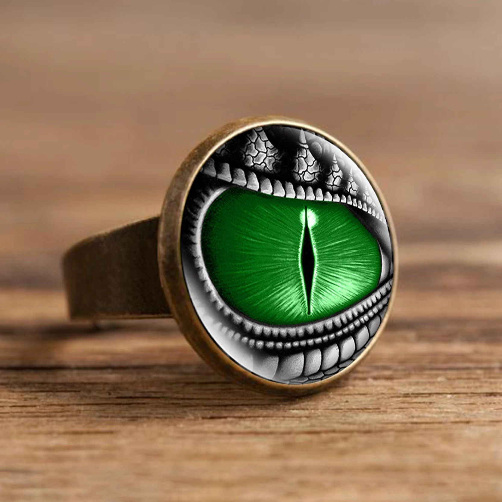 Регулируемое Винтажное кольцо в виде глаз драконов Круглый купол стеклянный