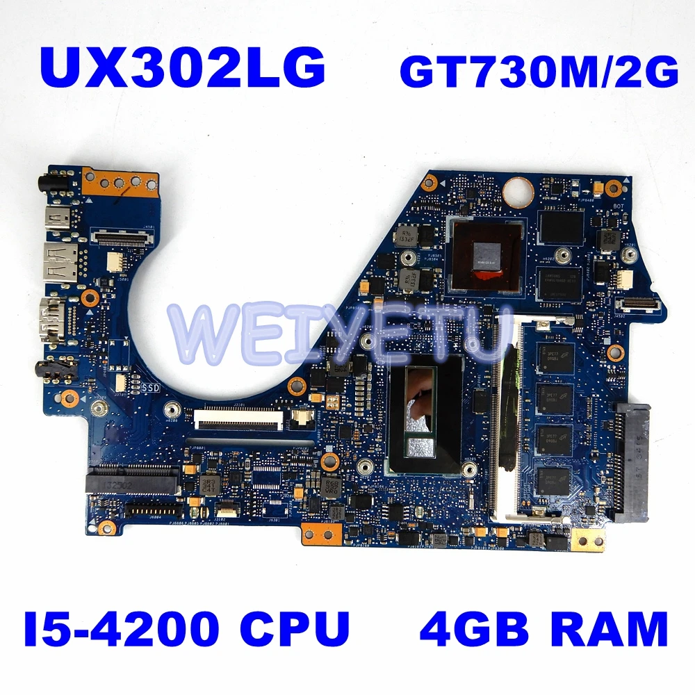 UX302LG материнская плата 4 ГБ ОЗУ I5 4200CPU GT730M/2G для ASUS UX302 UX302L Материнская ноутбука