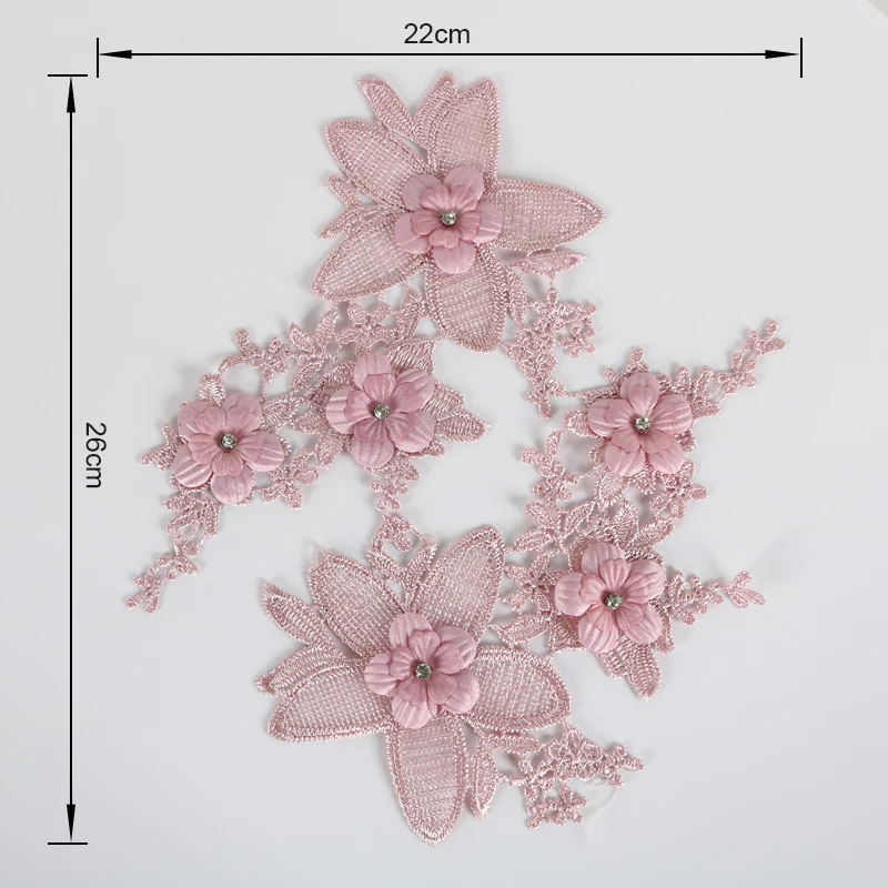 1 пара вышитых 3d цветочных наклеек жемчужинами кружевных аппликаций детское
