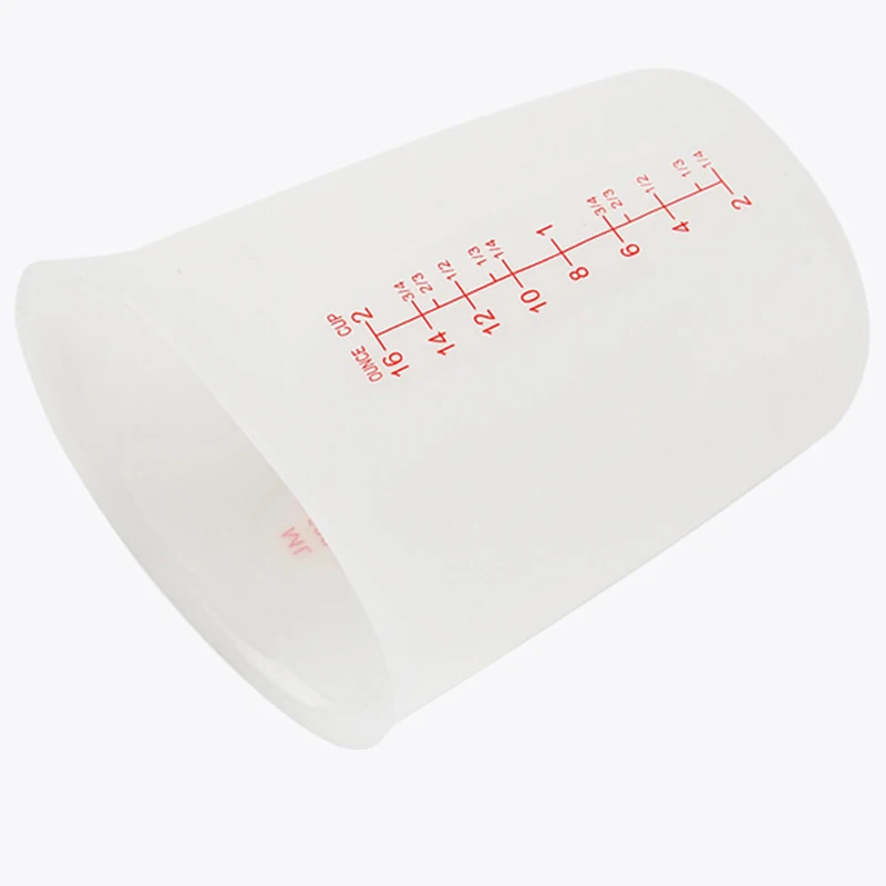 

250/500ML Silica Gel Measuring Cup Semi-permeable Double-scale Measuring Cup Soft Kitchen Baking Tool THJ99