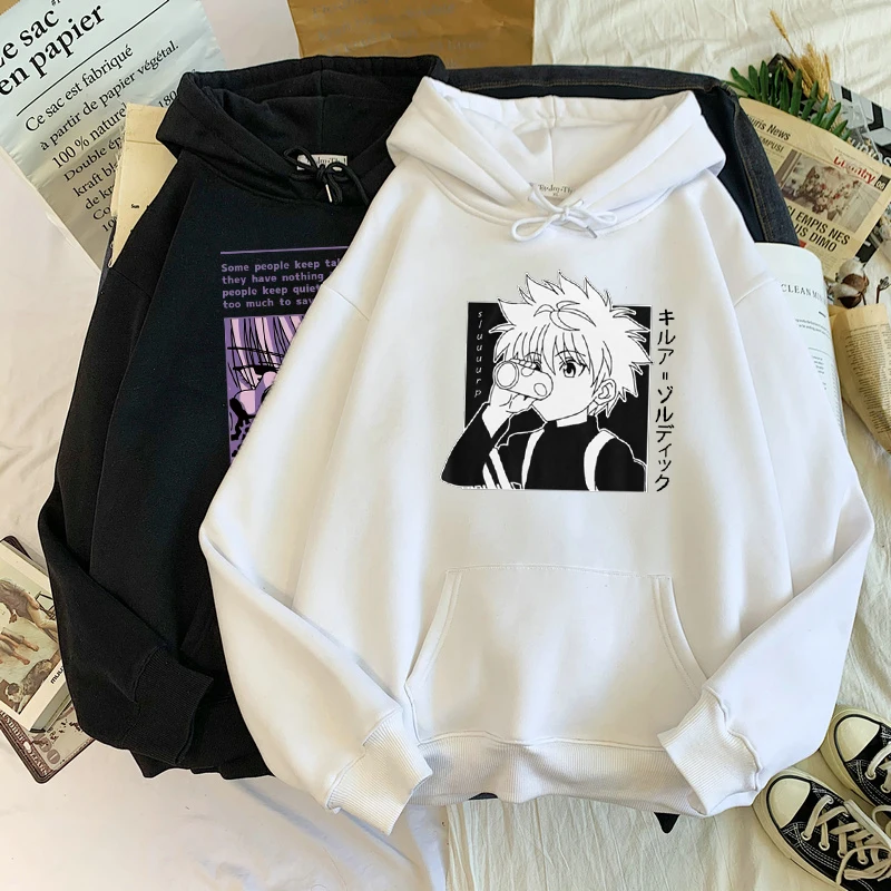 Кавайные толстовки Hunter X Свитшот Killua Zoldyck Аниме Манга черные Bluzy топы одежда |