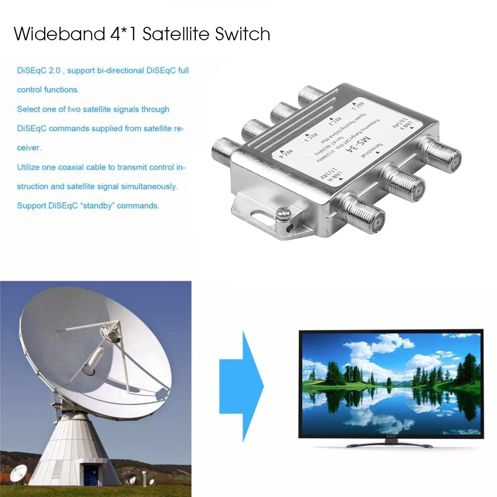 Kebidumei HD Satellite 3x4 3 в 4 Выход Премиум спутниковый переключатель FTA блюдо LNB ресивер