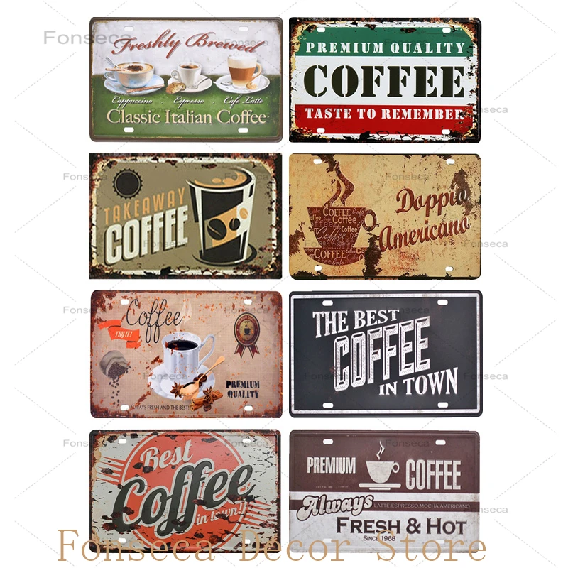 

Retro Fashion Metal Poster American Motor Coffee Metal Plate Sign Parking GasStation Bar Wall Decoration Tin Creative Painting