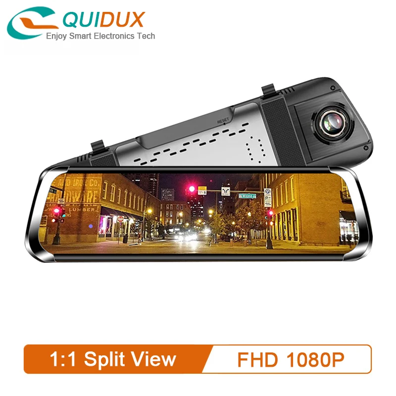 Автомобильный видеорегистратор QUIDUX 9 35 Дюймов IPS зеркало заднего вида Full HD 1080 P