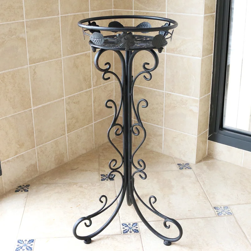 

Flower stand flower pot rack single Floor type wrought iron European style indoor living room hanging orchid plant rack