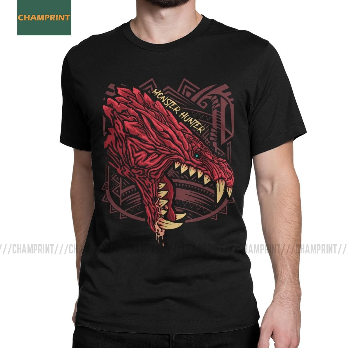 

Odogaron и игроманов костюм Монстер Хантер для Мир Для мужчин футболки игровой Rathian Дракон Охота MHW, футболка с принтом из игры короткий рукав фу...