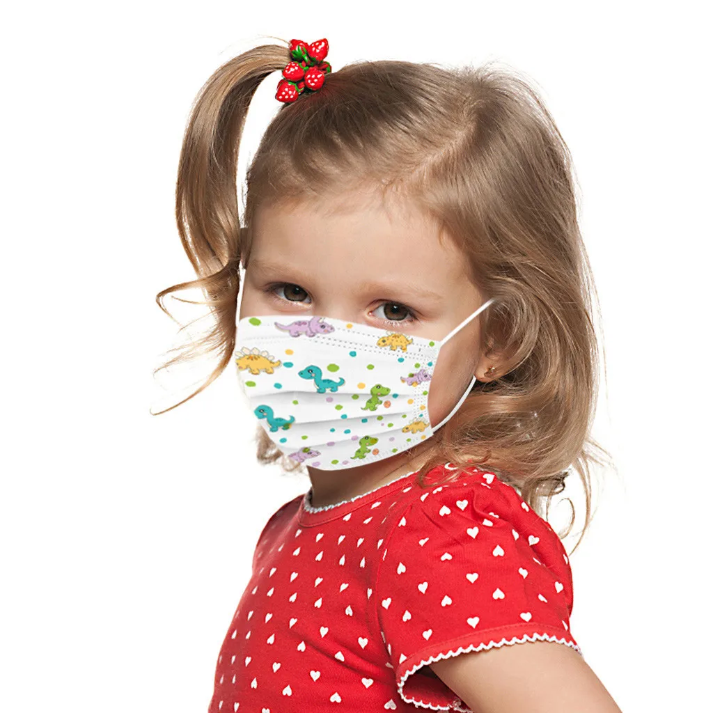 

50PCS Children Outdoor Disposable Windproof Breathable Mask Cute Baby Cartoon Printing Mouth Masks Industrial 3Ply Ear Loop.wu